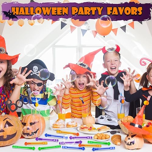 Vista 6 de Golosinas de Halloween sin dulces para niños, paquete de 32 a 100 unidades, mini varitas de burbujas para niños pequeños, suministros de fiesta