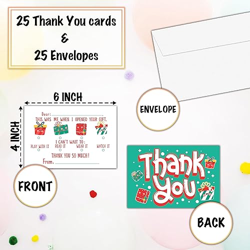 Miniatura 2 de Tarjetas de agradecimiento de Navidad para niños, tarjeta de agradecimiento en blanco, lindas notas de agradecimiento para niños y niñas,