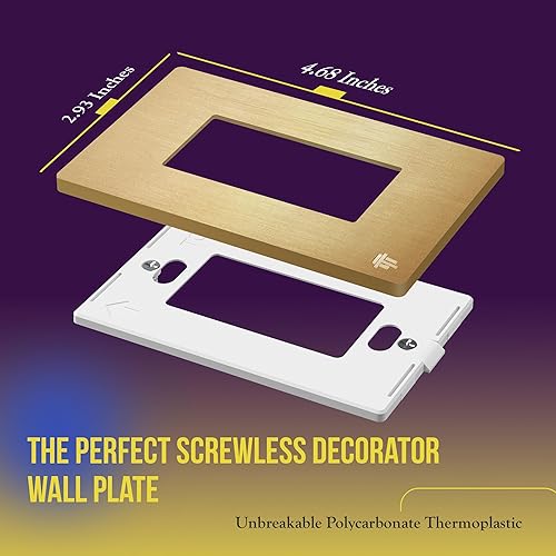 Miniatura 38 de ENERLITES SI8834-BK - Placa de pared decorativa sin tornillos, cubierta de enchufe segura, 4 entradas, 4.68 x 8.30 pulgadas (alto x largo), Negro