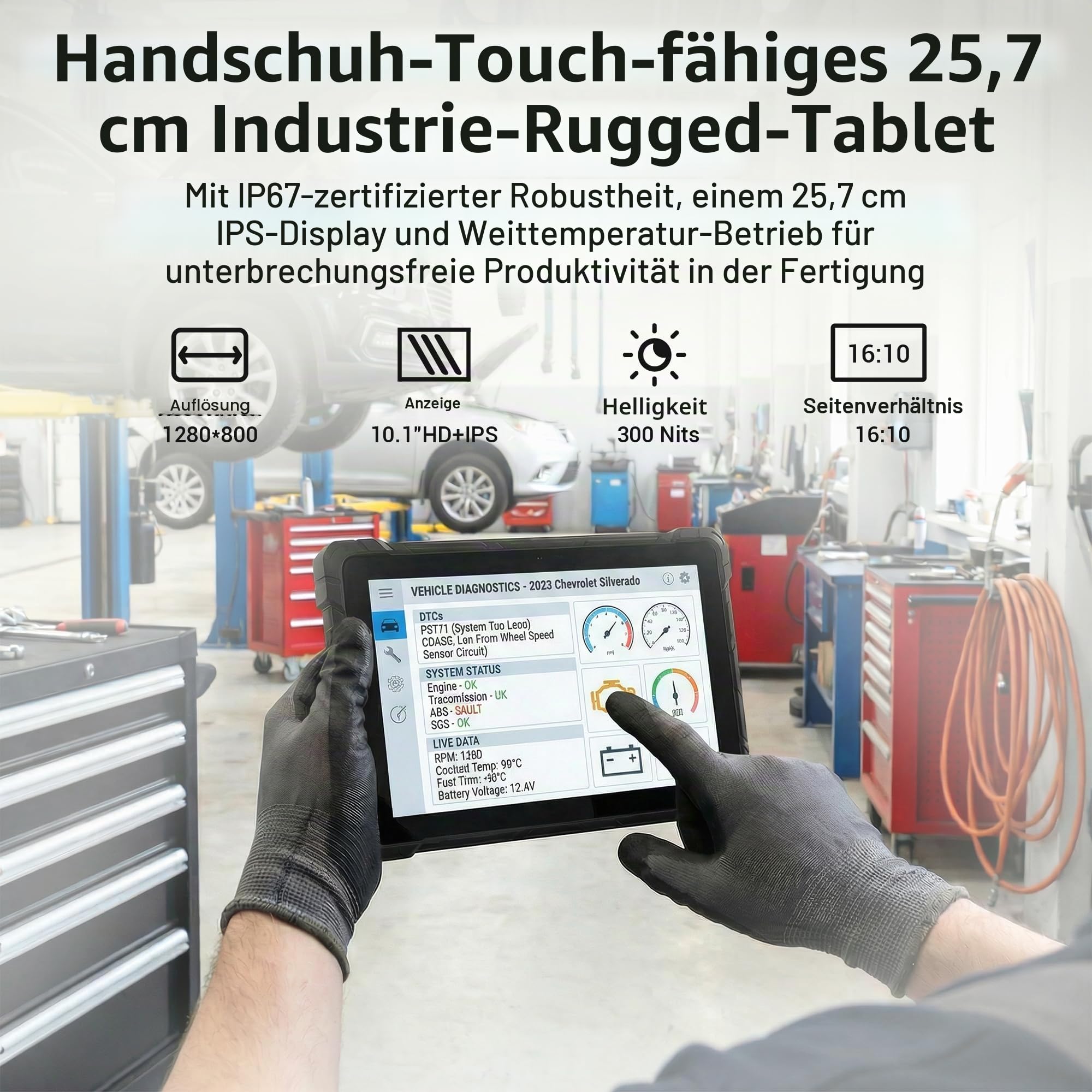 Robustes Tablet PC Win 11 Pro-HEIGAOLAPC Rugged Wasserdichtes Outdoor Tablet Computer 10,1" für Industrie, N100 CPU, 8GB Ram 128GB eMMC 1280*800 IPS, 8000mAh Akku, 4G LTE, RS232, Type-C, USB3,2, GPS