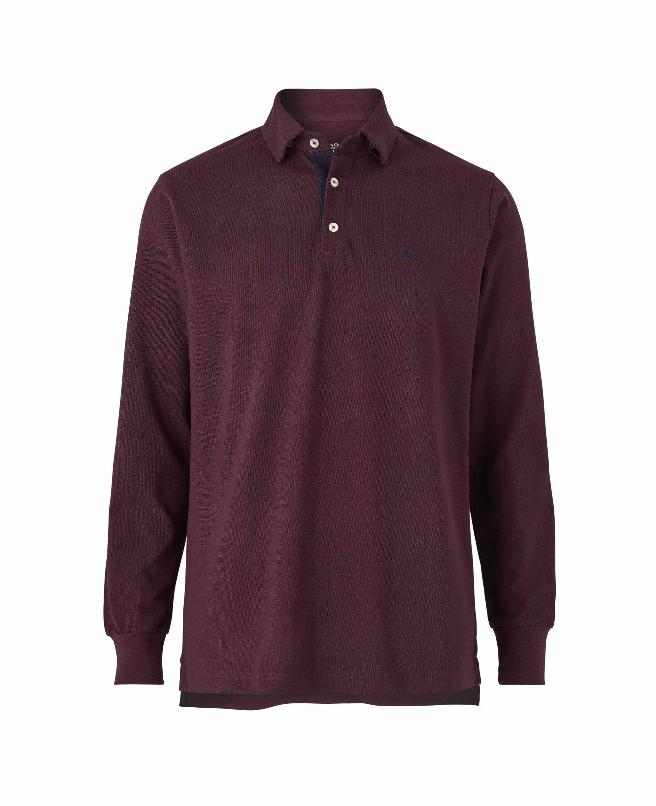 The Savile Row Company London Polo da uomo a maniche lunghe in piqué di cotone dalla vestibilità classica