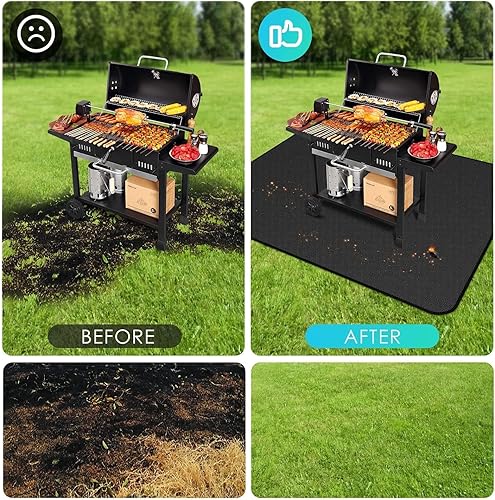 Miniatura 6 de Under Grill Mat EC TECH, tapete de parrilla de 65 x 39 pulgadas debajo del escritorio, tapetes ignífugos de doble cara a prueba de aceite para