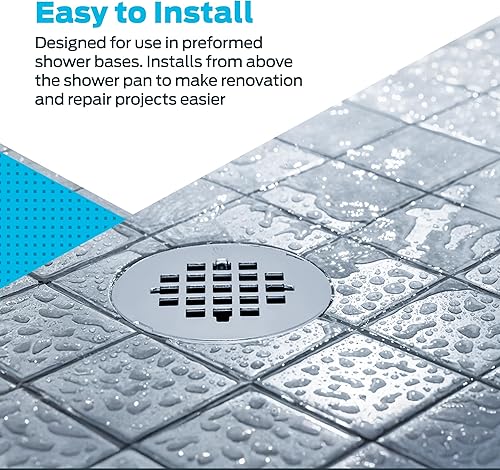 Miniatura 6 de EZ-FLO Desagüe de ducha redondo de ABS de 2 pulgadas con rejilla de acero inoxidable, negro, 15316