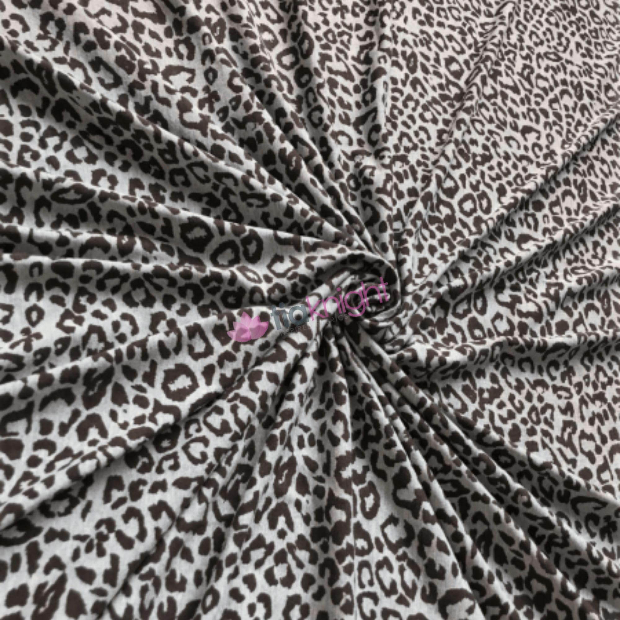 Viscose Cotton Stretch Jersey Fabric | Dressmaking Material | Animal Prints | Same Day Dispatch | Sold by The Metre | by Tia Knight (Safari Leopard SQ570, 1 Metre) (Marl Grey)