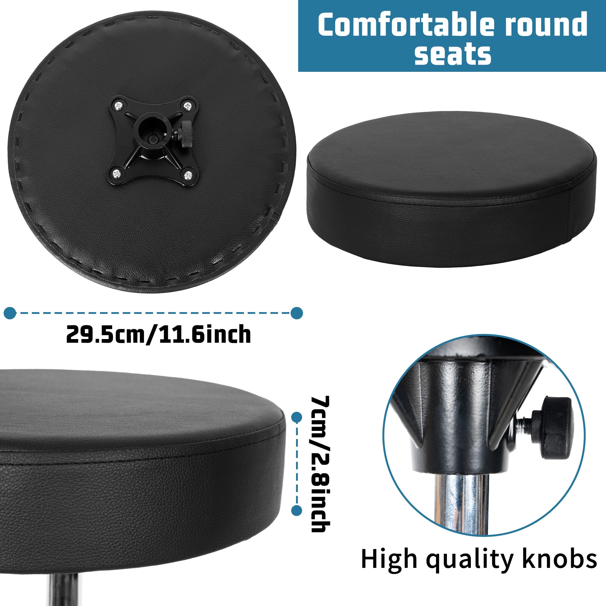 AKOZLIN Drum Throne - Taburete de tambor con asiento acolchado de 15 a 21.6 pies de altura ajustable con base de trípode resistente, patas de goma antideslizantes plegables para bateristas, percusión,
