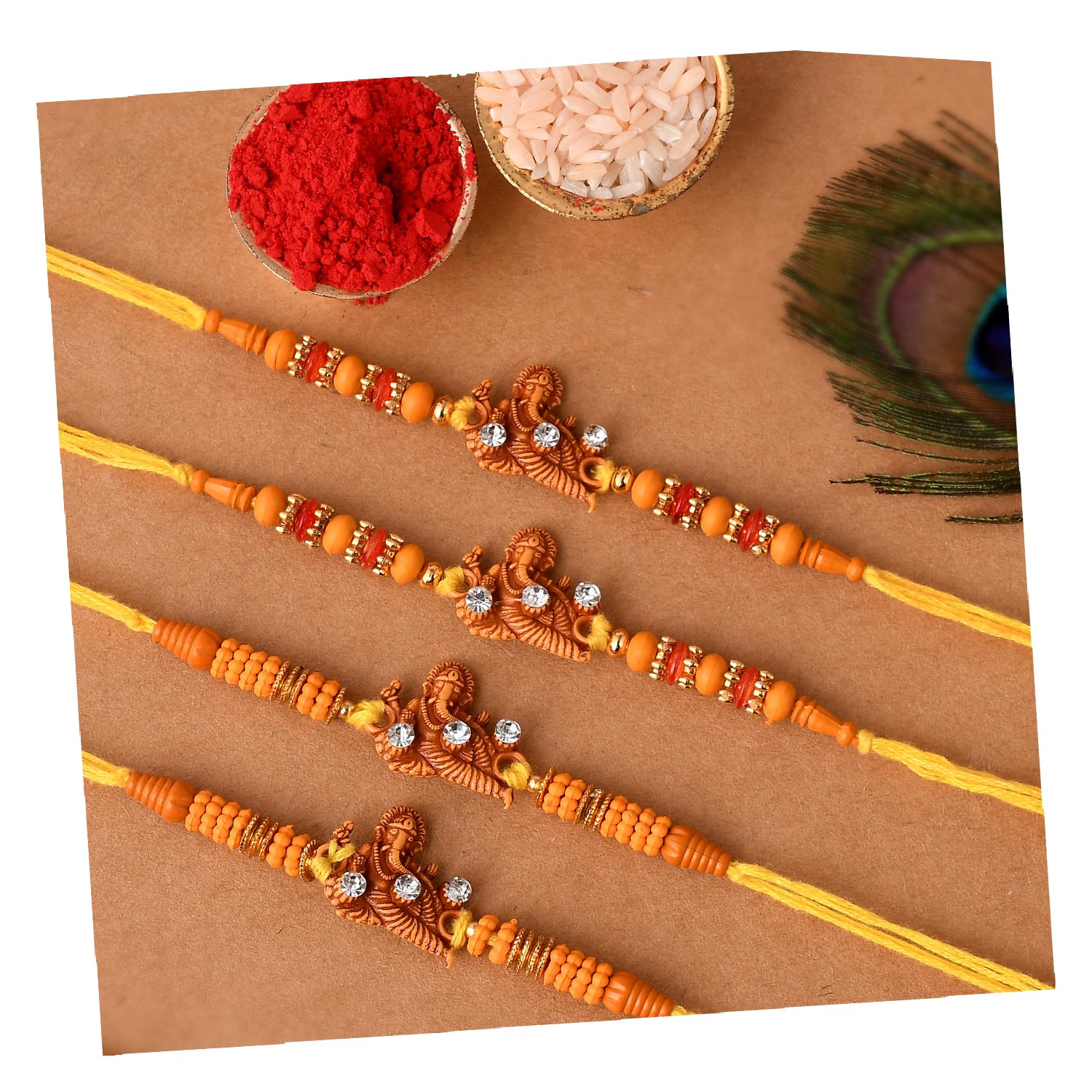 ascension 4 Ganesh ji Ganpati Design Kundan Meena Rakhi Raksha Bandhan Gift Band Moli Bracelet Stone Pearl Designer Rakhi for Brother bhaiya with Roli Tilak Card (B0B4P59QGP) Amazon Price History, Amazon Price Tracker