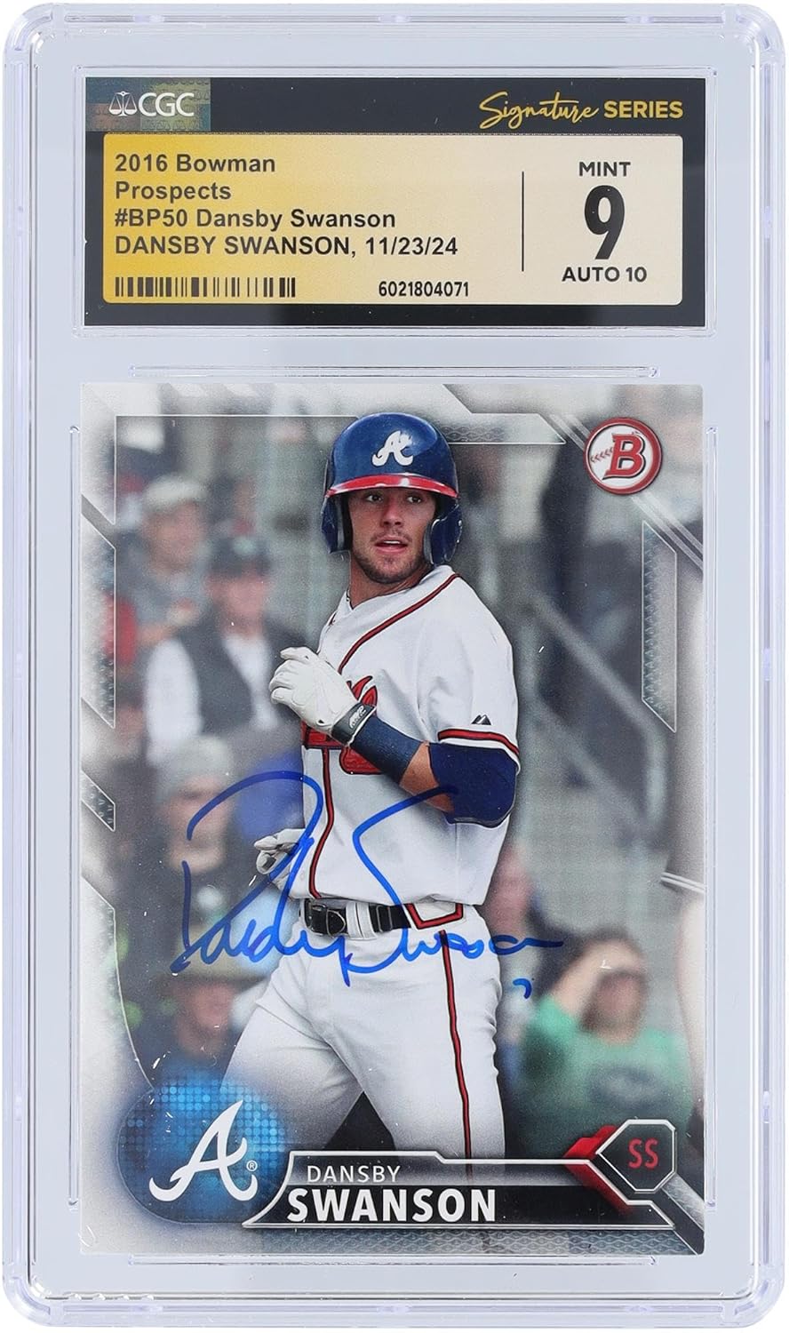 Dansby Swanson Atlanta Braves Autographed 2016 Bowman Prospects #BP50 CGC Fanatics Witnessed Authenticated 9/10 Card - Baseball Slabbed Autographed Cards