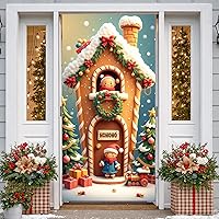 Vista 10 de Decoración de cubierta de puerta de Navidad, chimenea, letrero rojo para puerta delantera, árbol de Navidad rojo, telón de fondo para pared