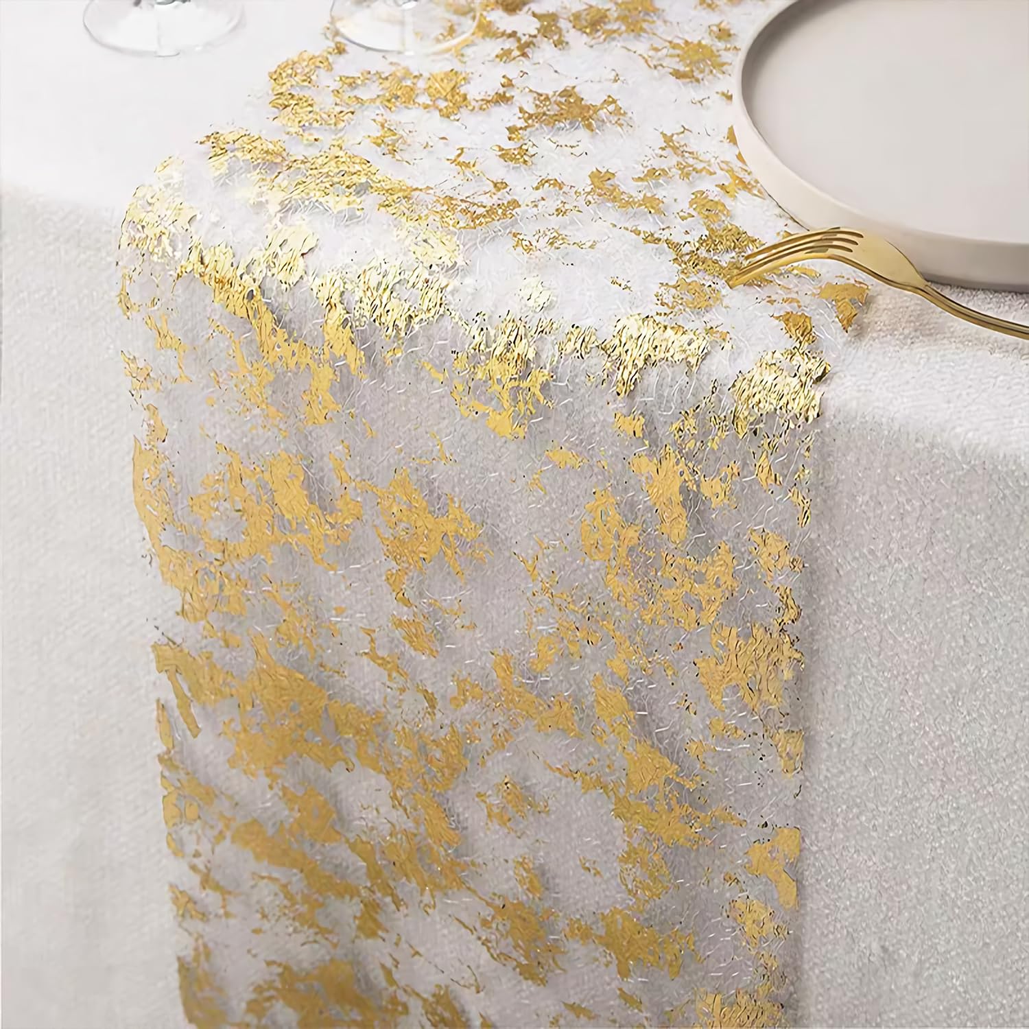 Tovaglia In Rotolo Glitterata Dorata 10m X 28cm – Tessuto Non Tessuto Per Decorazione Tavoli – Ideale Per Matrimoni, Compleanni E Feste DIY - 2