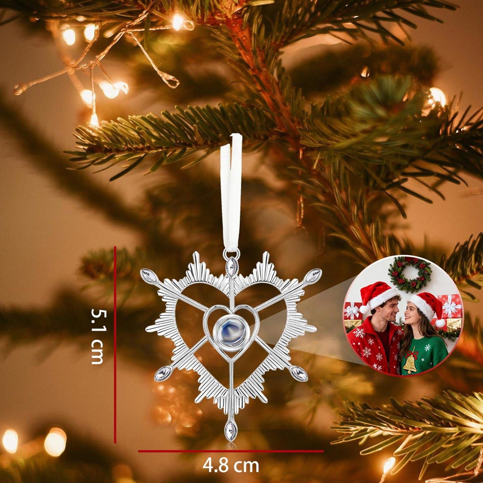 Personalizzato fiocco di neve albero di Natale ornamenti Decoration 2025, su misura Projection foto commemorativo