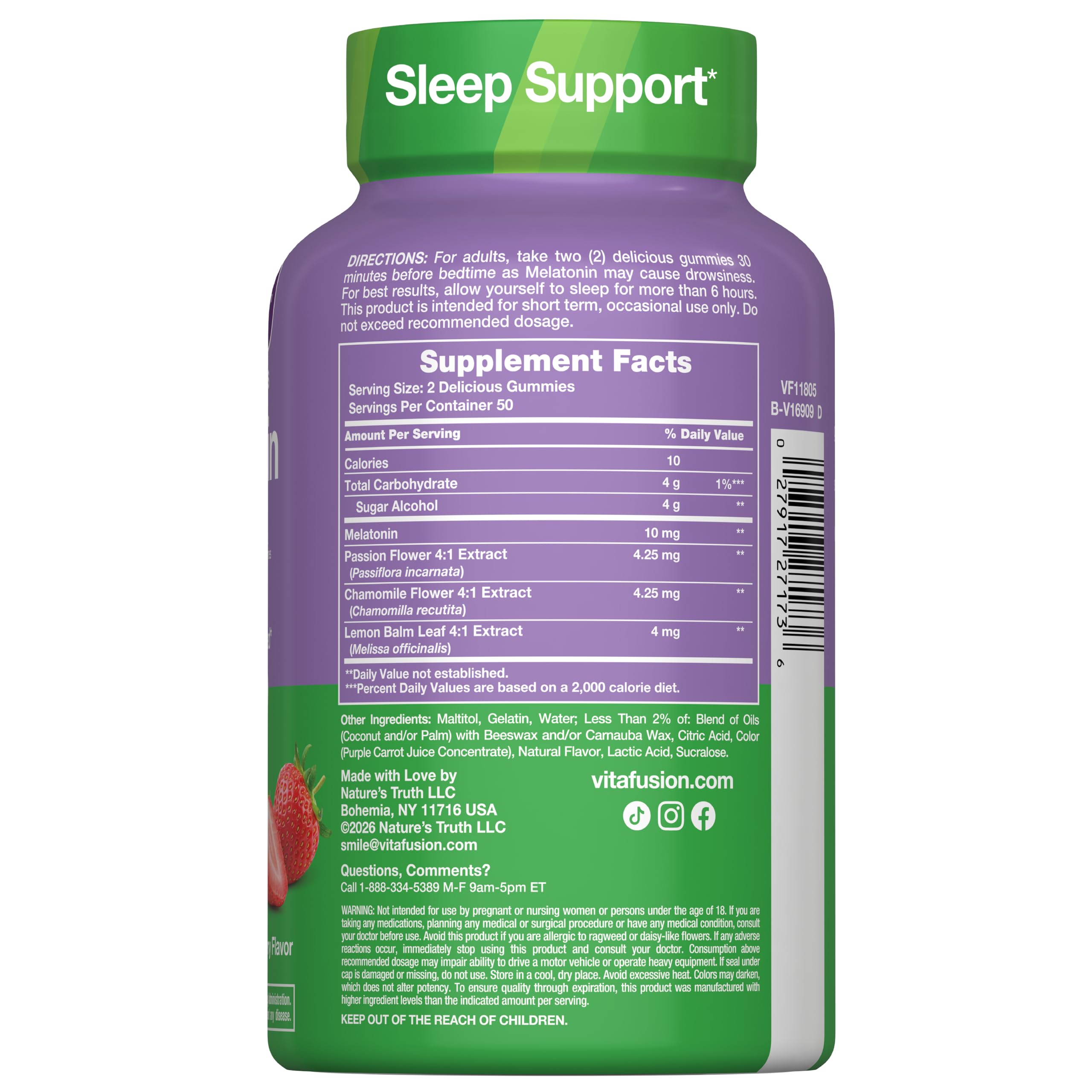 Vitafusion Melatonin Gummies 10mg Per 2 Gummies | 100 Count — Amazon image 3
