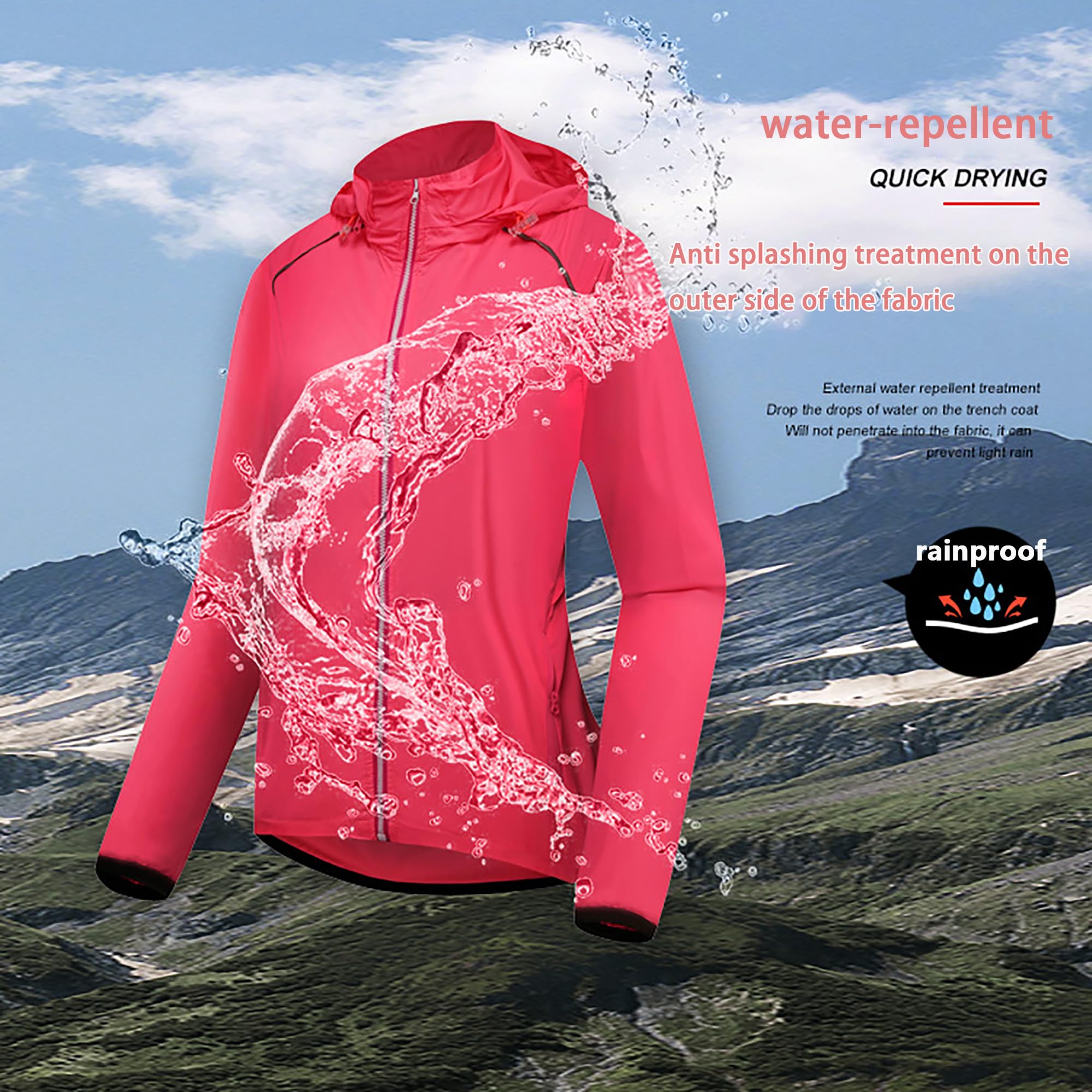 Chaqueta e Ciclismo Para Mujer, Cortavientos Reflectante Con Capucha, Transpirable Cortavientos Exteriores para Bicicleta, Para Senderismo, Correr Ciclismo Al Aire Libre