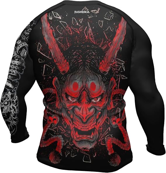 Samurai MMA Compression Rash Guard Shirt Mens Long Sleeve Baselayer Skin Performance Shirts for BJJ Training