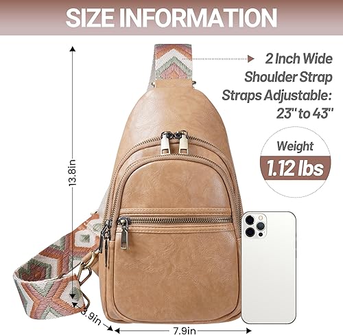 Miniatura 5 de KFXFENQ Sling Bag for Women PU Leather Sling Bags for Women Crossbody Fashion Sling Backpack Multipurpose Chest Bag for Women