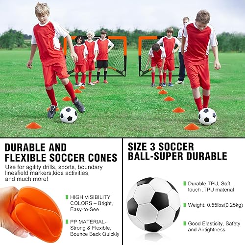 Miniatura 6 de Kids Soccer Goals for Backyard Set of 2, 4 x 3 ft6 x 4 Toddler Soccer Goal Training Equipment with Soccer Ball, Cones, Pop Up Soccer Net for Kids