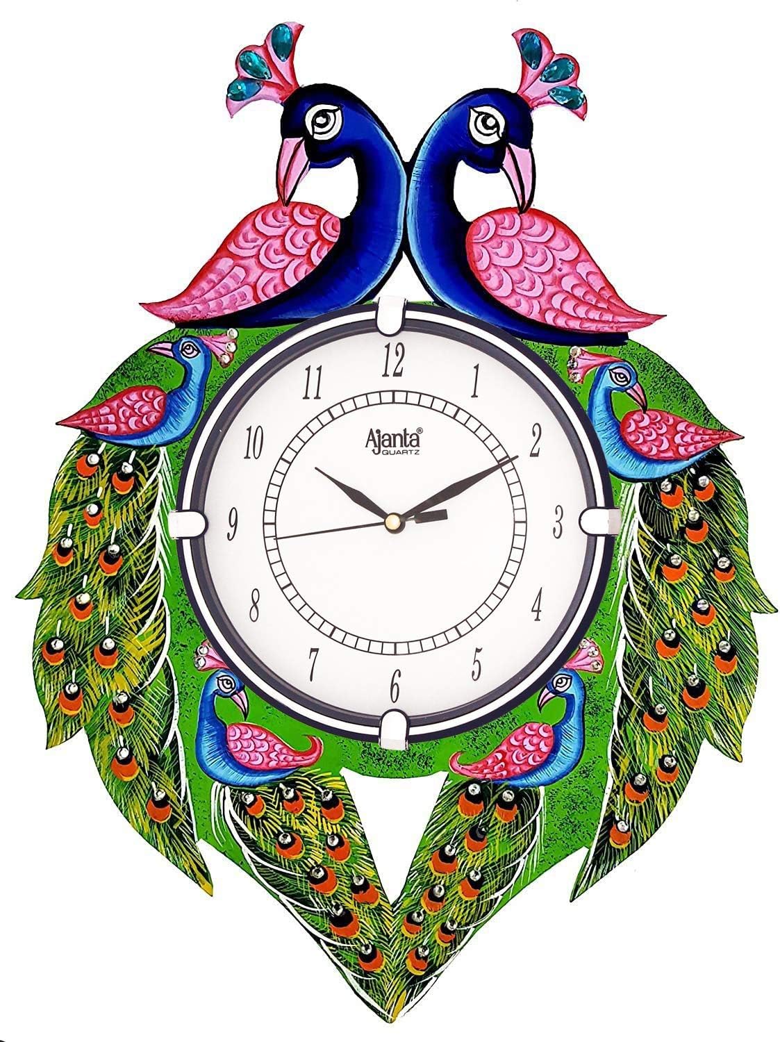 CIRCADIAN Ajanta Wooden Handpainted Desginer Wall Clock for Home | Living Room | Office | Bedroom|Multicolour