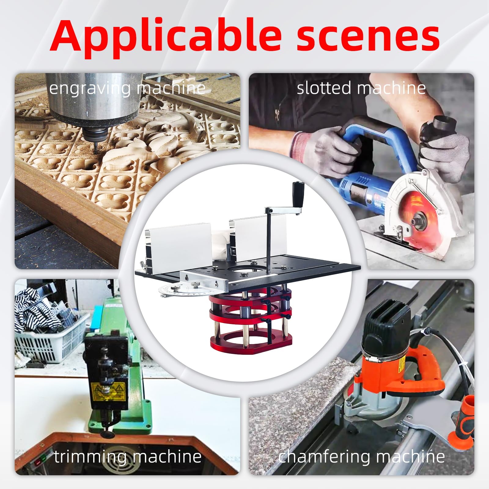 Flylin Sollevatore per fresatrice con piastra superiore, piastra in alluminio e kit di sollevamento per fresatrice, sistema di sollevamento di precisione per lavorazione del legno, scanalatura