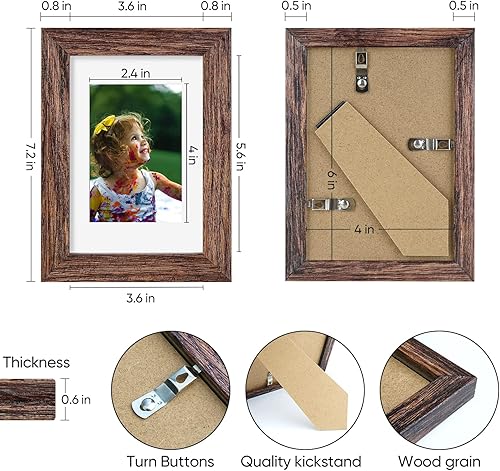 Miniatura 5 de Nacial Juego de 2 portarretratos de 4 x 6 pulgadas, con vidrio templado, para galería de fotografías en la pared, fotos de 3.5 x 5 pulgadas con