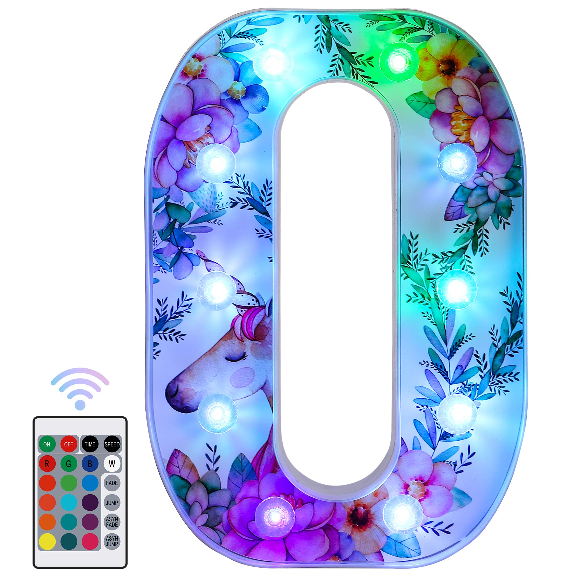 Foaky LED Letter Lights Sign Light Up Unicorn Letters Letter Sign for Night Light Wedding/Birthday Party Battery Powered Christmas Lamp Girls Gifts Home Bar Decoration (O)
