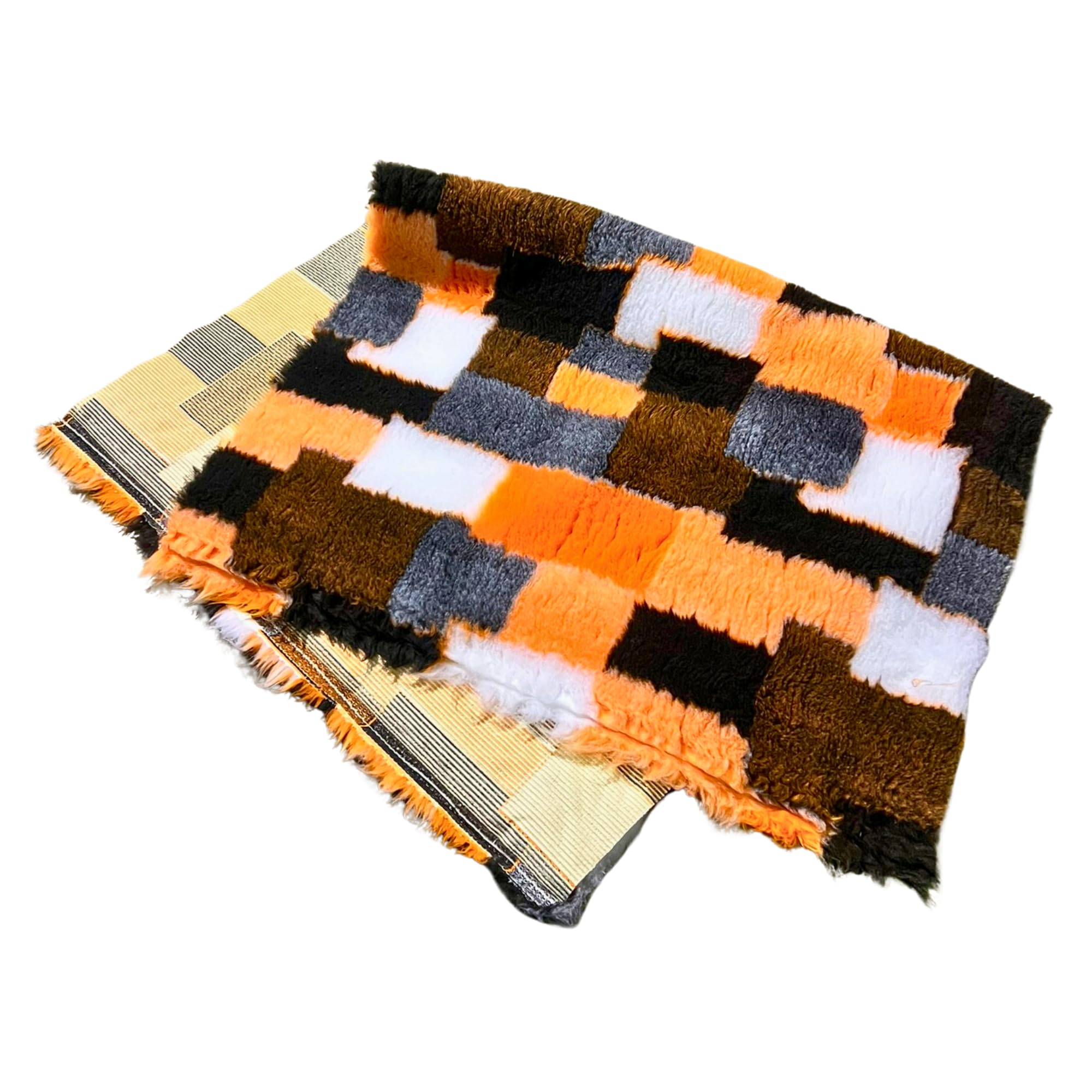 Pawstrading ORANGE PATCHWORK Grey Dog Vet Bed Premium Rubber Backed Bedding (Large (100x150cm))