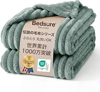 Bedsure ブランケット ふわとろ 毛布 冬用 おしゃれ ダブル 180×200cm ライトグリーン | ふわふわ もこもこ あたたかい セミダブル オールシーズン 丸洗い ベッド ギフト