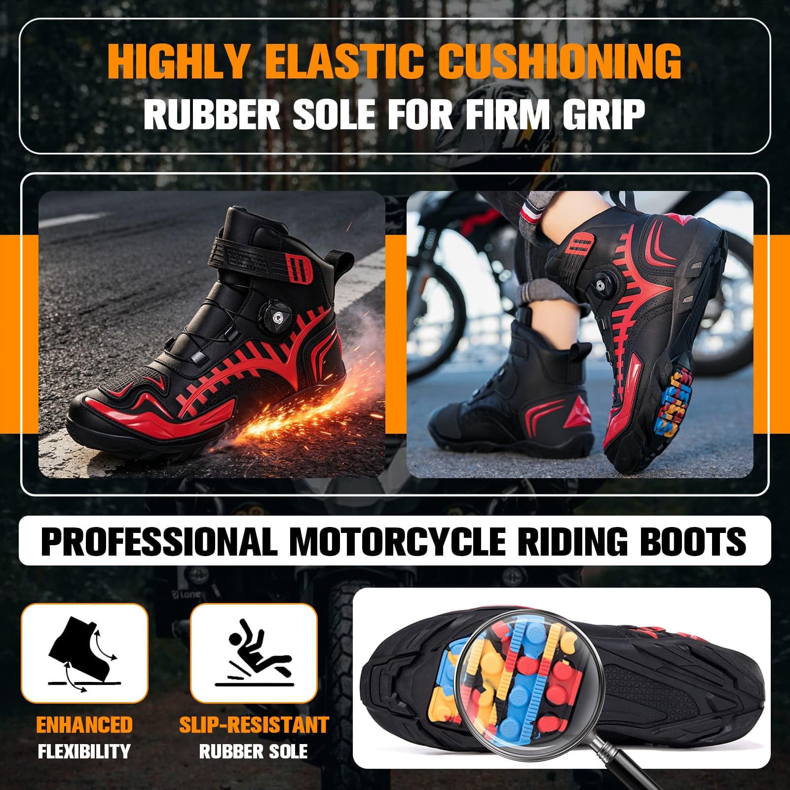 Botas de Moto de Cuero para Hombres Botas Protectoras de Motocicleta