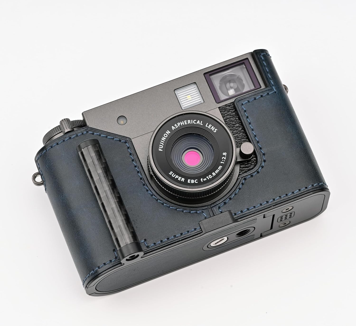 Handmade Genuine Leather Camera Half Case for FUJIFILM X-Half/FUJIFILM X-Half case - Top Layer Cowhide Body + Metal Base Plate+ Hand Shank Design (Museum-C-Blue)