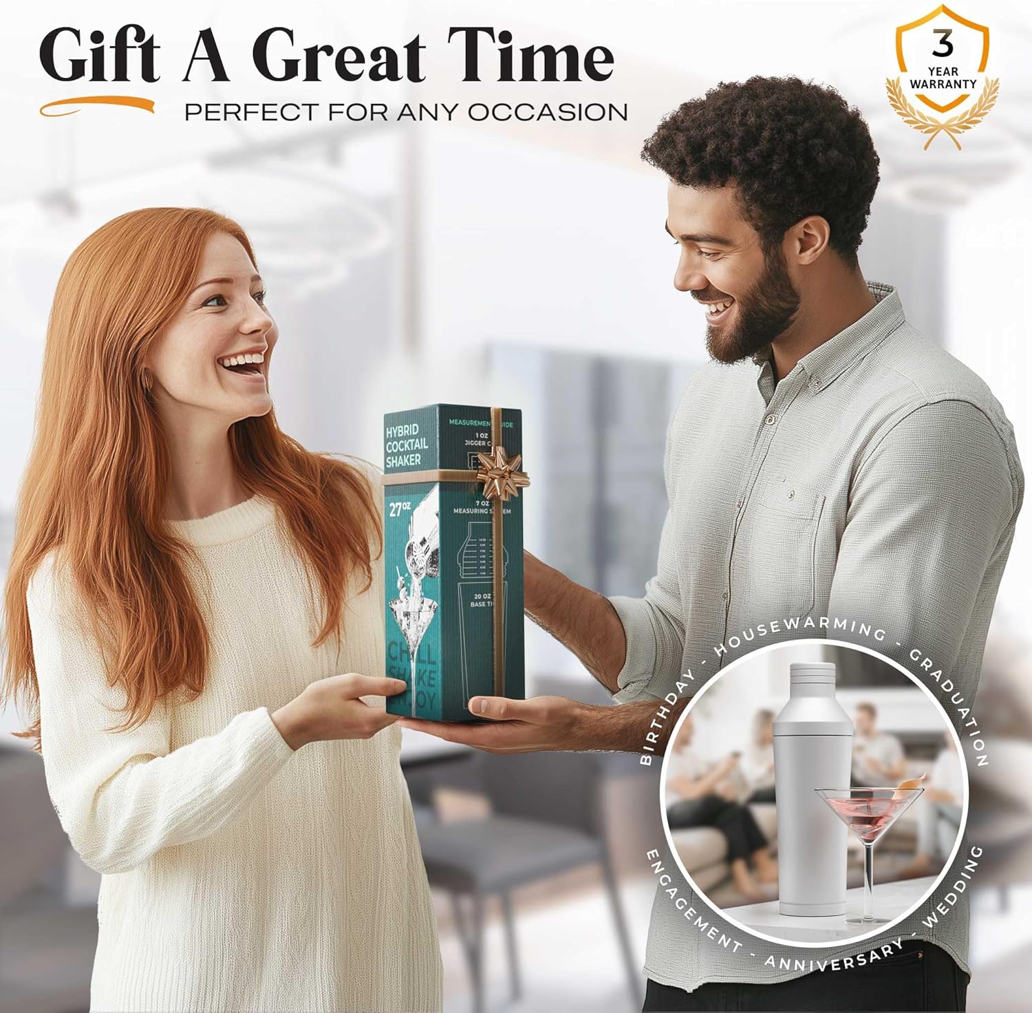 BARE BARREL Insulated Cocktail Shaker Set | Double Wall Stainless Steel | Martini Shaker for Home Bar Bartending | Built-in Drink Measure System & Strainer, Travel Bag, Recipes | Gift Set (Matt White) - Image 8