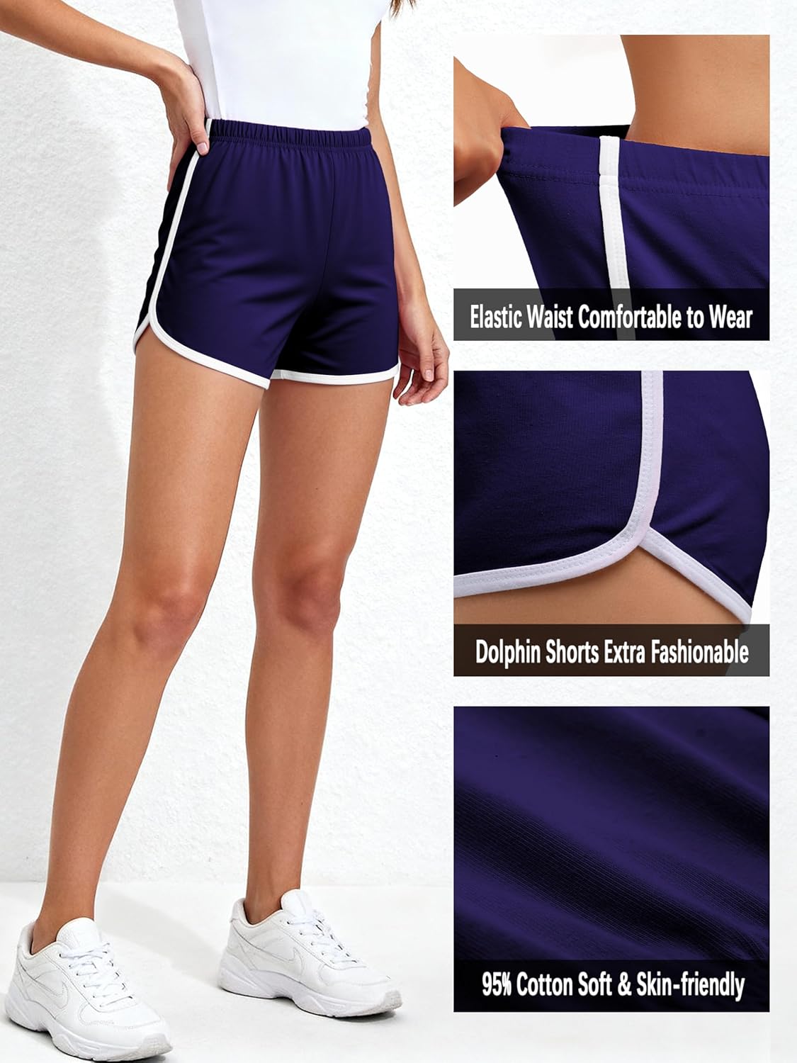 URATOT Women's Cotton Gym Yoga Summer Running Active Dance Elastic Shorts, Pack of 2 - Image 4