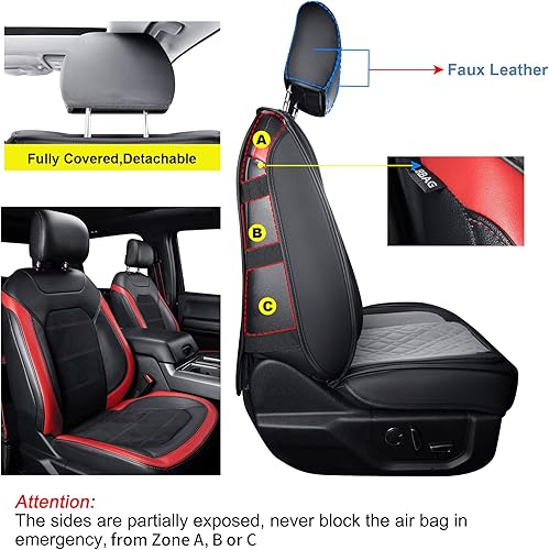Vista 44 de LUCKYMAN CLUB Juego completo de fundas de asiento F150 J03-Q3 con piel sintética impermeable, para Ford F150 2015-2025 y F250 F350 F450 2017-2025