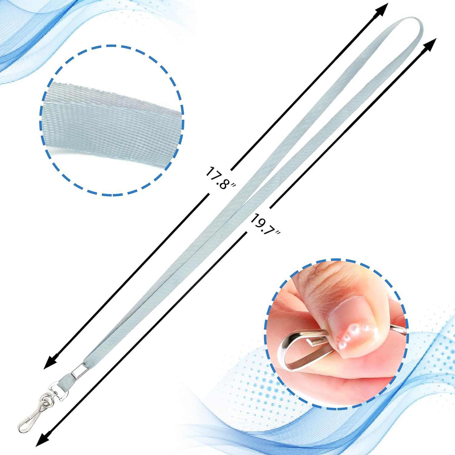 Lanyards for Id Badges Lanyards Safety Badge Lanyard 36" with Swivel Hook (Gray) - Image 2