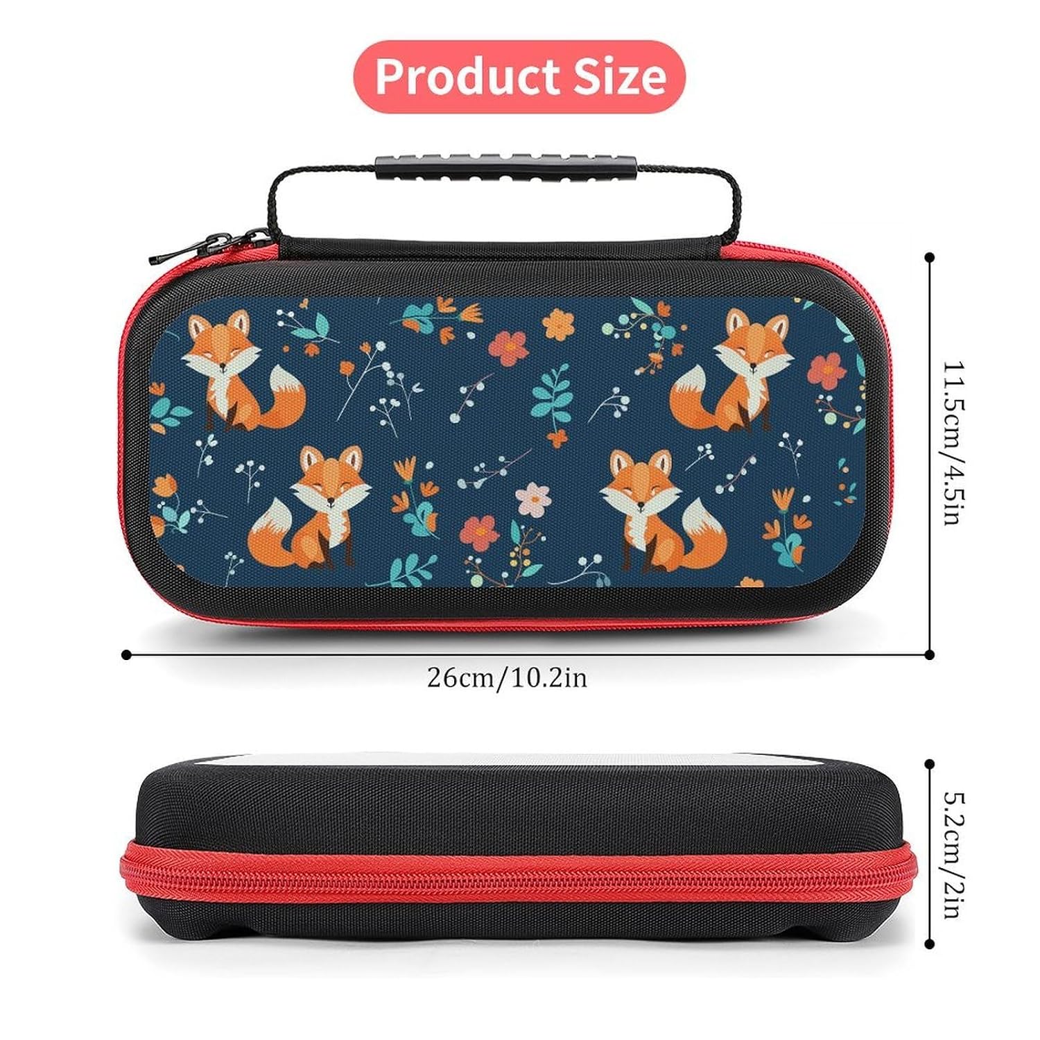 AoHanan Little Fox Butterfly And Flowers Switch Carrying Case with 20 Games Cartridges Hard Shell Travel Protection Case for Console & Accessories