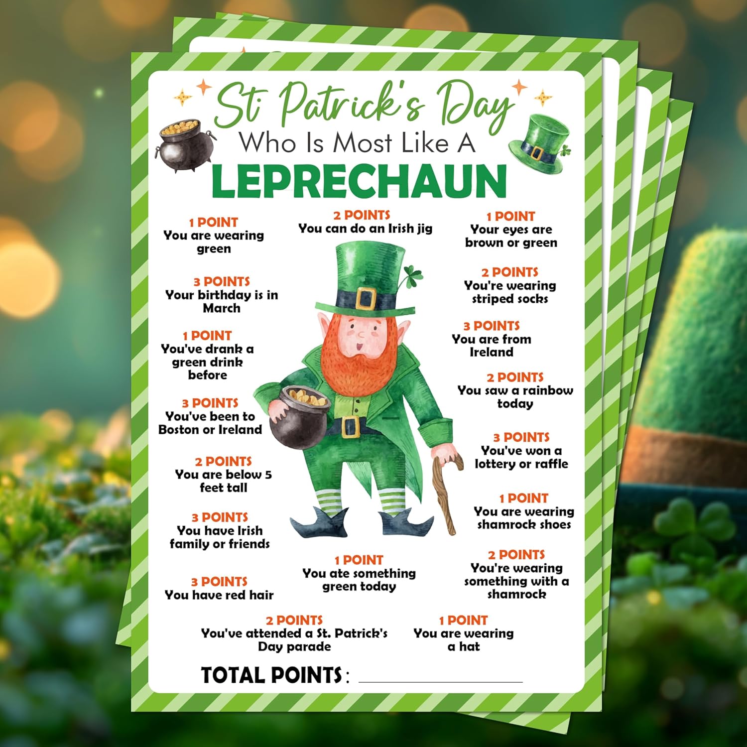 St Patricks Day Games - St Patricks Day Bingo Cards - St Patrick's Day Trivia Games Party Supplies for Adults -25Pcs -A01