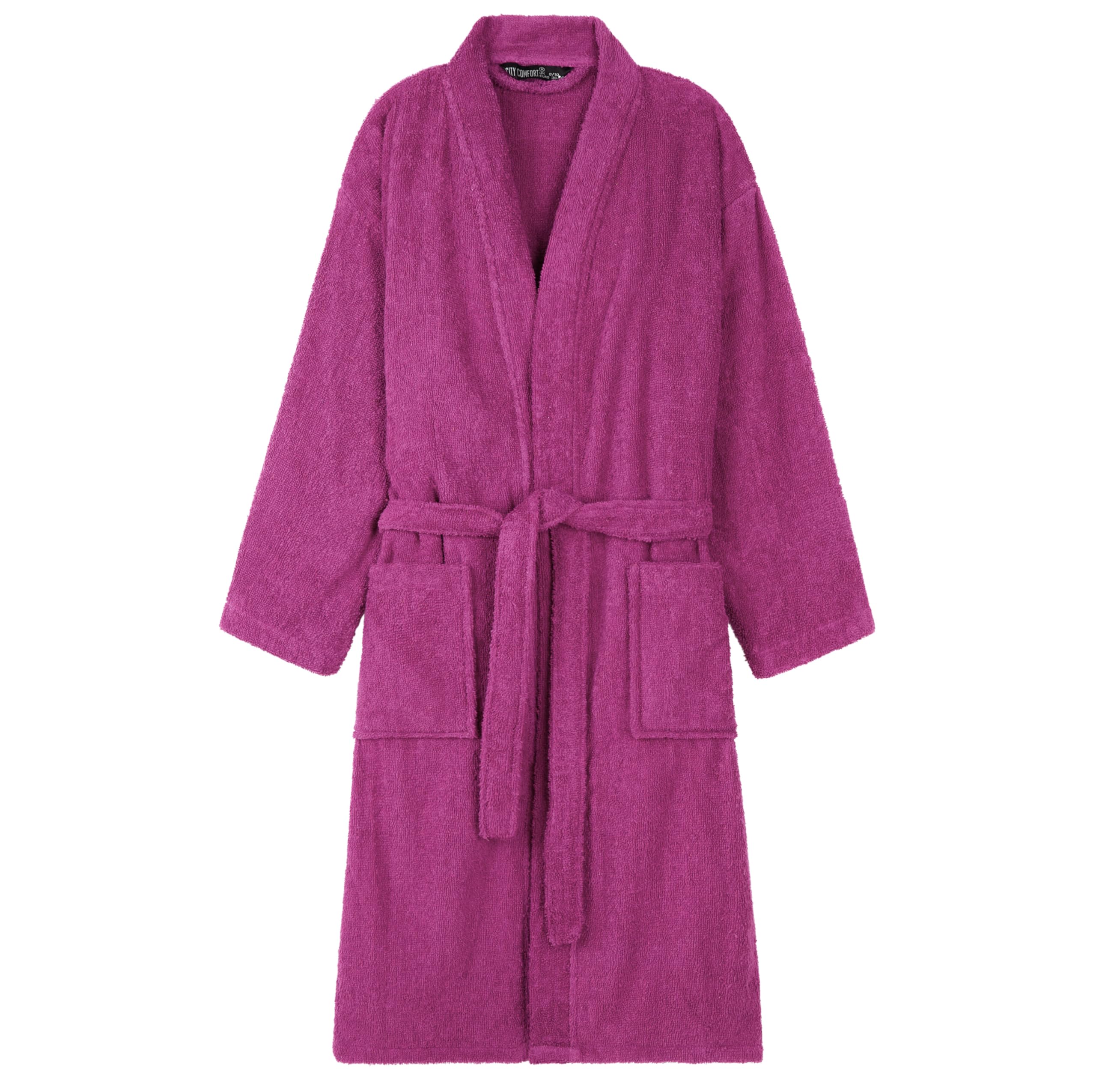Bath Robes for Women - Absorbent Cotton Terry Towelling Bathrobe S-XL Comfy Dressing Gown with Shawl Collar Shower Bath Spa Gym