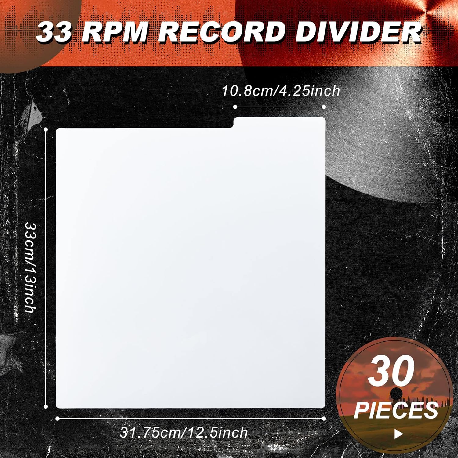 Gueevin 30 Pcs Vinyl Record Dividers Bulk 12.5 x 13.49 Inches Plastic Album LP Vinyl Record Accessories with Tabs for DVD Organization Protection, White