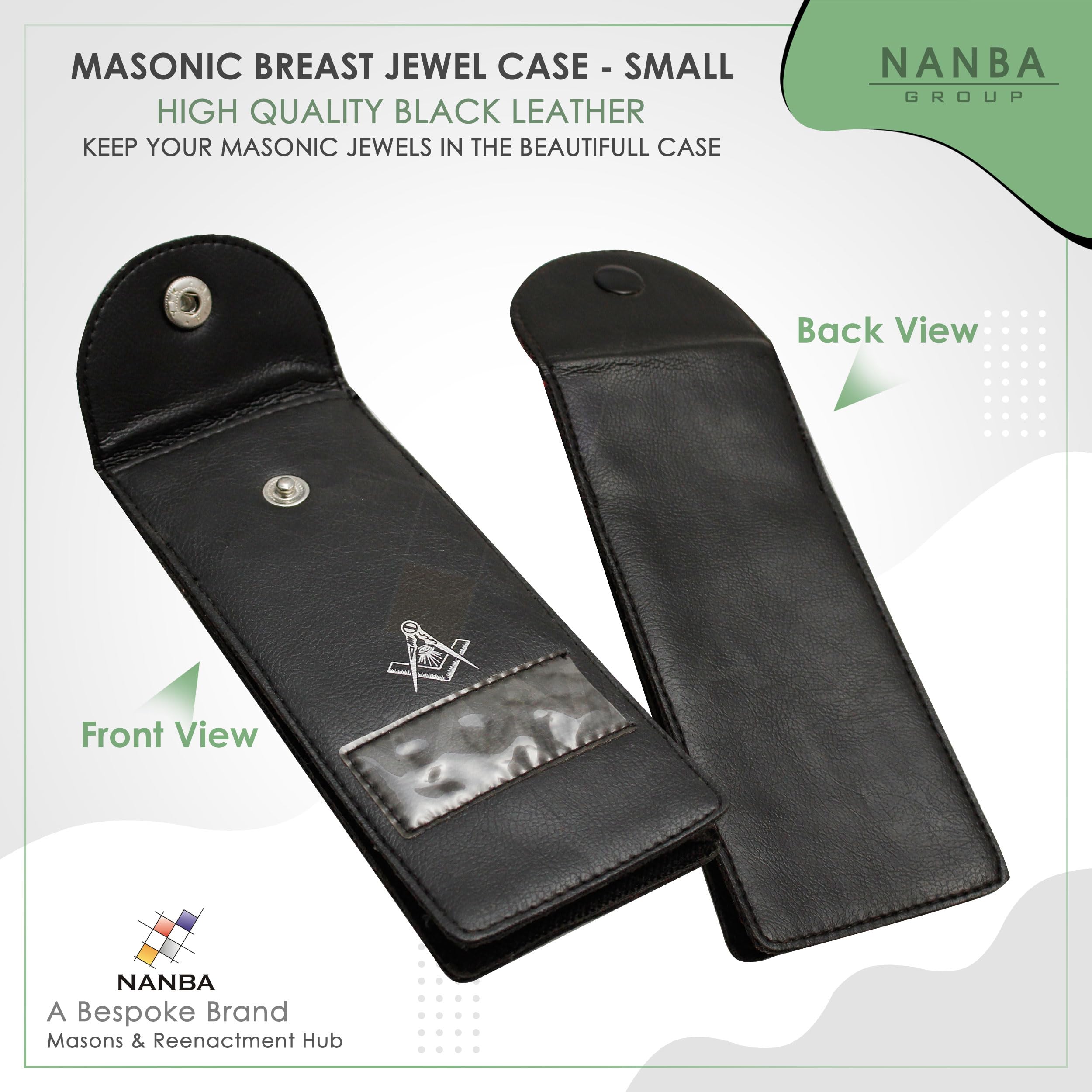 Masonic Regalia Pocket Jewel Holder Case Leather Carry Wallet with Soft Lining for Freemason Lodge Jewels, Pins & Badges - SCG
