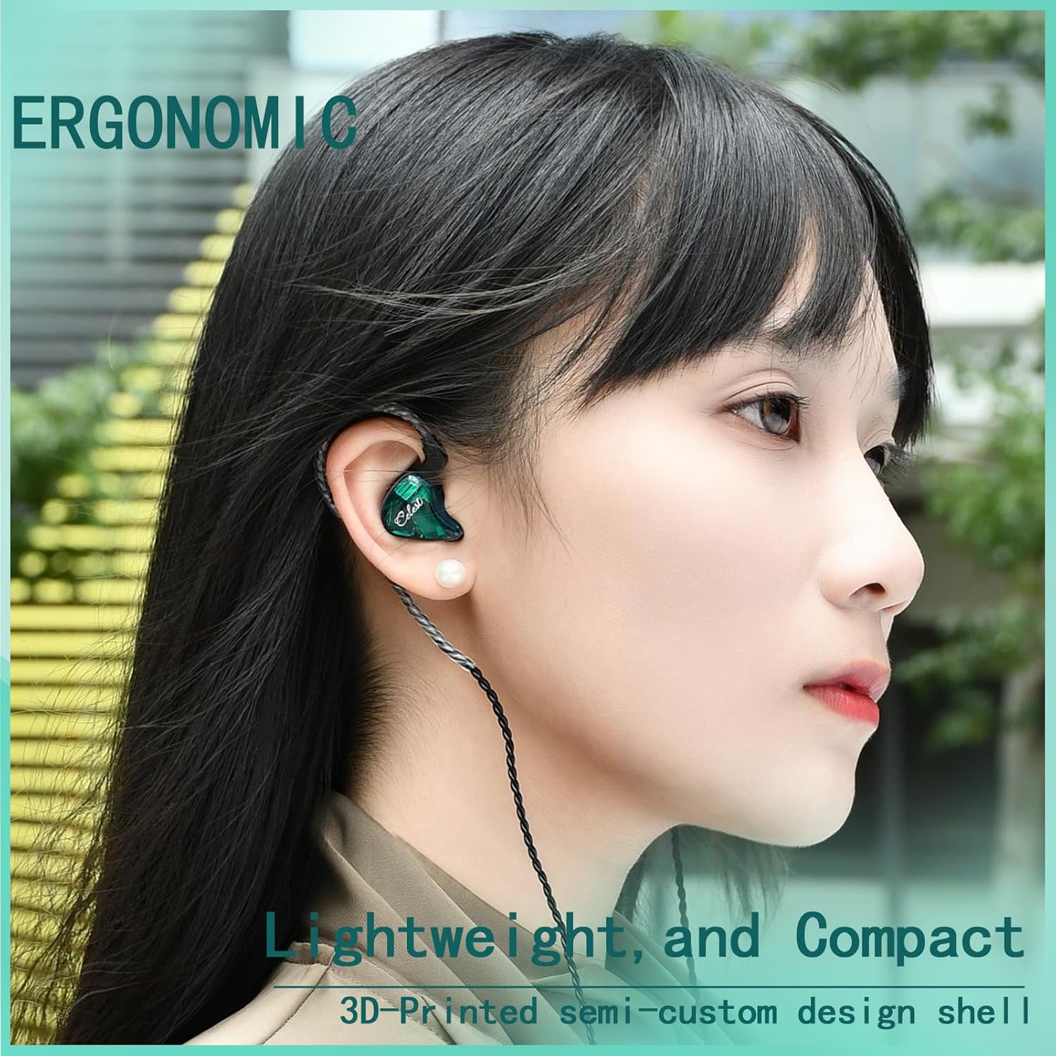10mm LCP Liquid Crystal Polymer Dynamic Driver IEM Earphones,in Ear Monitor,Earbuds with Microphone,3.5mm inears Headphones,iems for Gaming(Green(with mic))