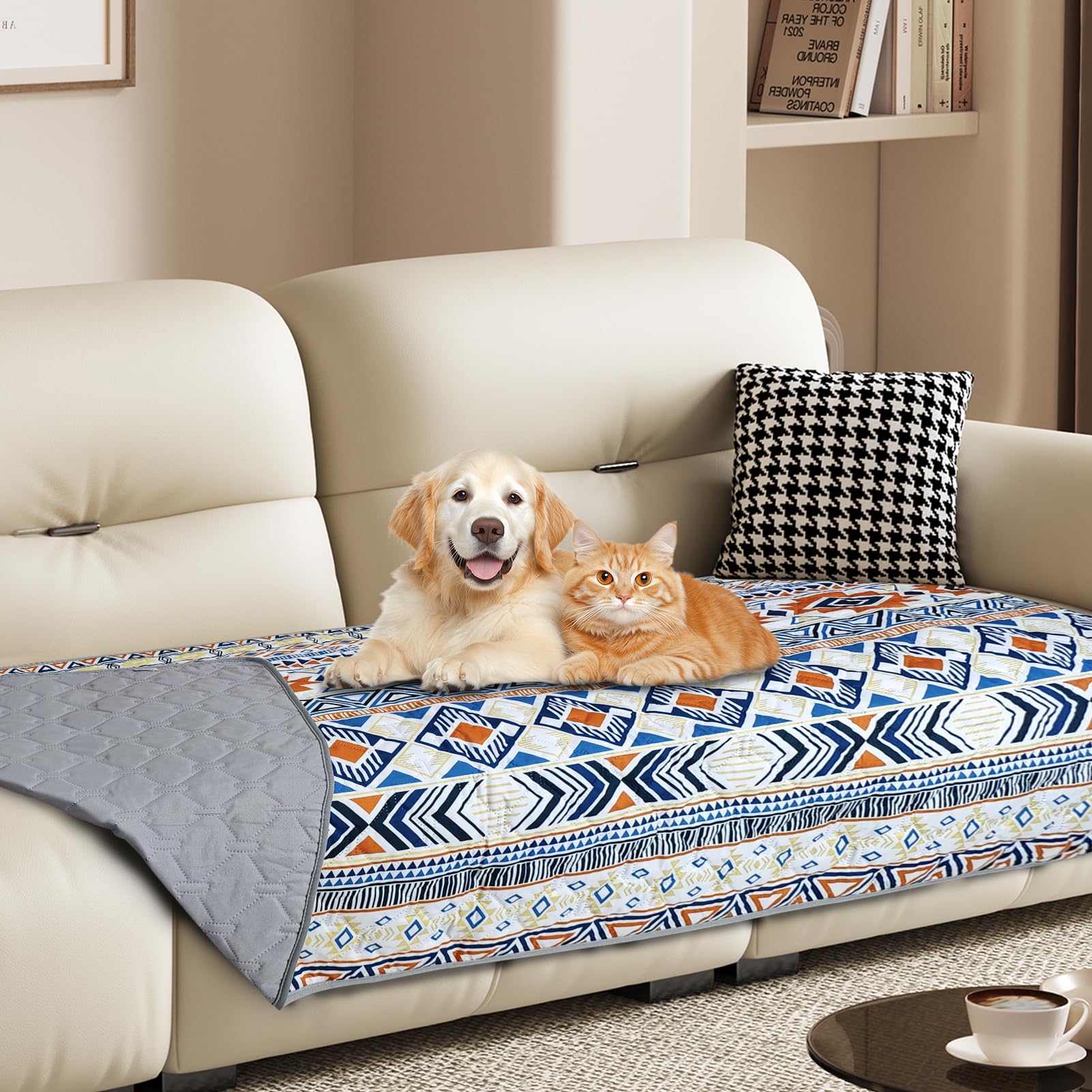 YOSEPATI 100% Double-Sided Waterproof Dog Blanket, Bohemian Dog Bed Cover Pet Blanket