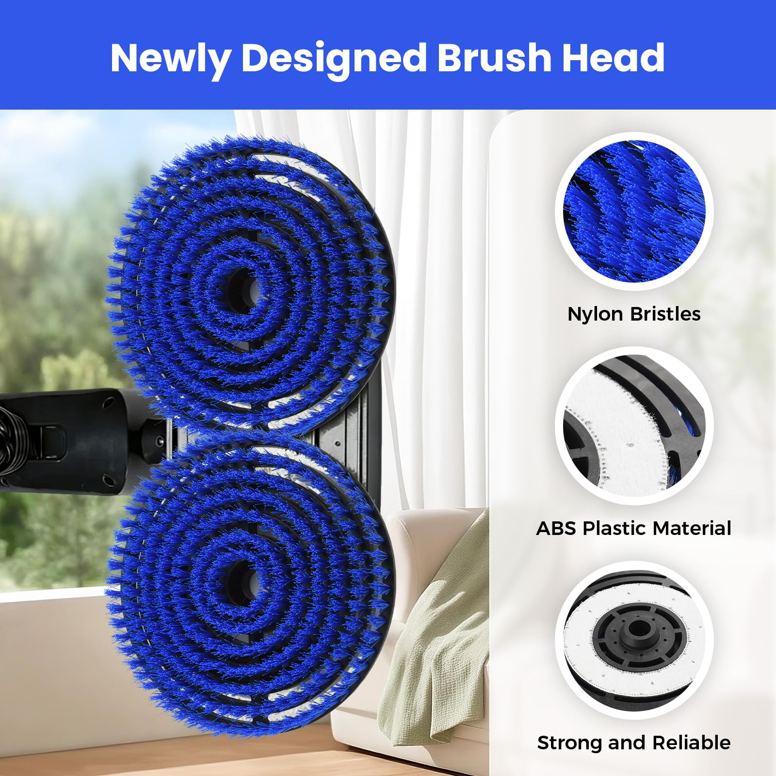 Paquete de 2 cabezales de cepillo de repuesto para fregona de vapor Bissell 3897A/3712C/3712W SpinWave SmartSteam, limpieza profesional y pulido, limpieza profunda de suelos duros
