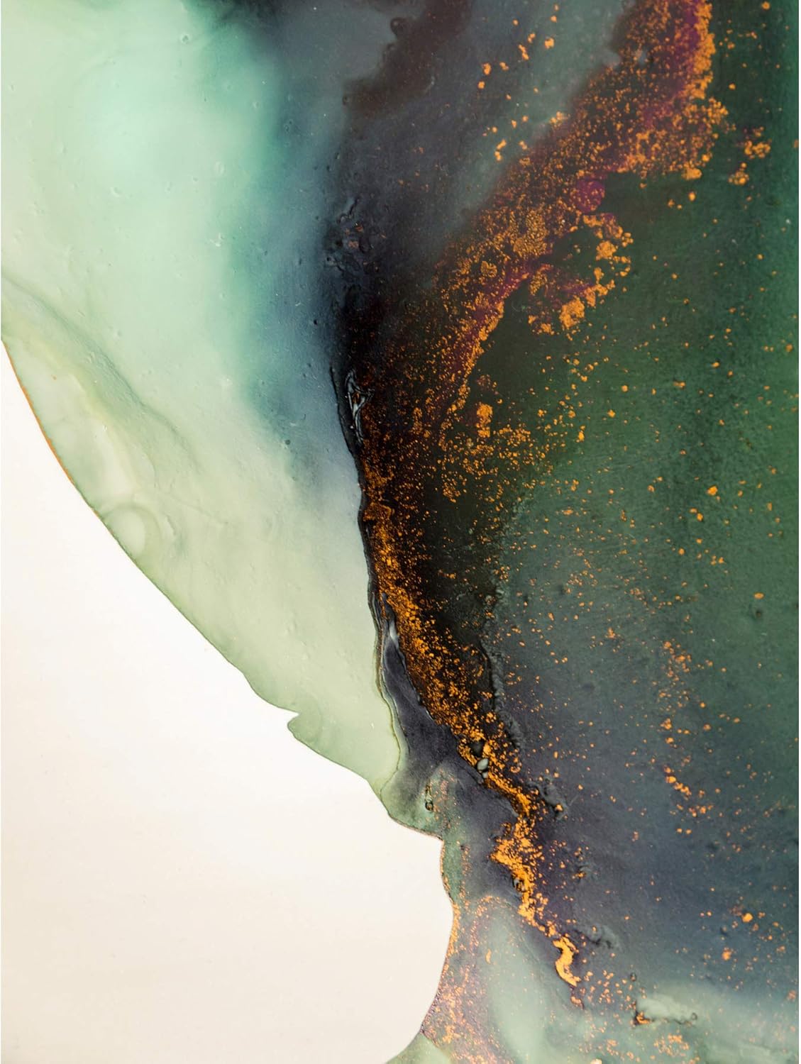 Wee Blue Coo Abstract Paint With Gold Green Large Wall Art Print Canvas ...