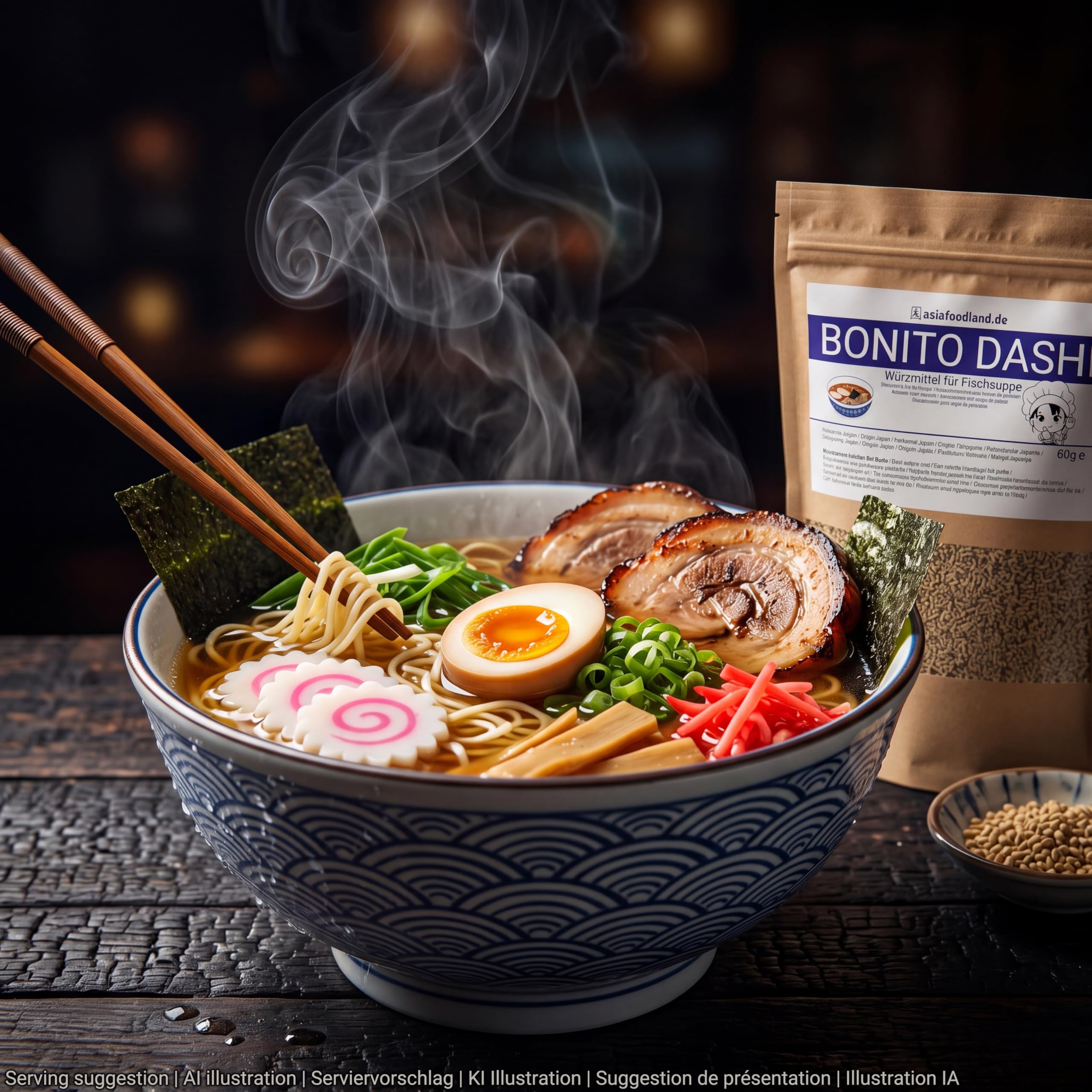 Asiafoodland Bonito Dashi Dashi Polvo Condimento para sopa de pescado 60 g