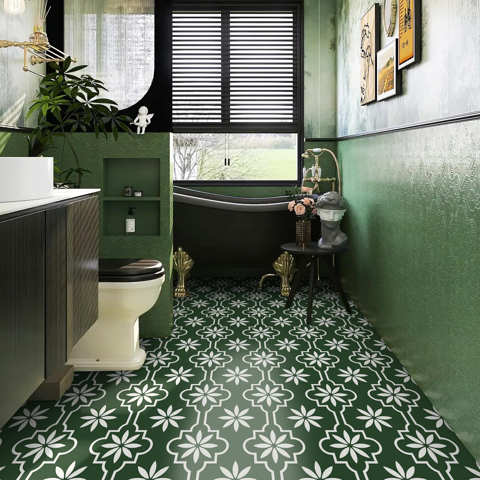 Black And White Peel And Stick Floor Tiles MORCART 20 Pack Peel And ...
