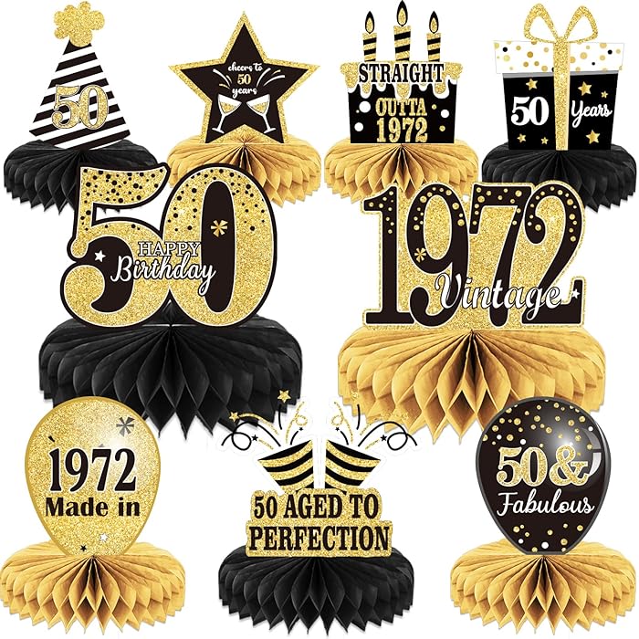 Buy 9PCS 50th Birthday decorations 50th birthday Centerpieces for ...