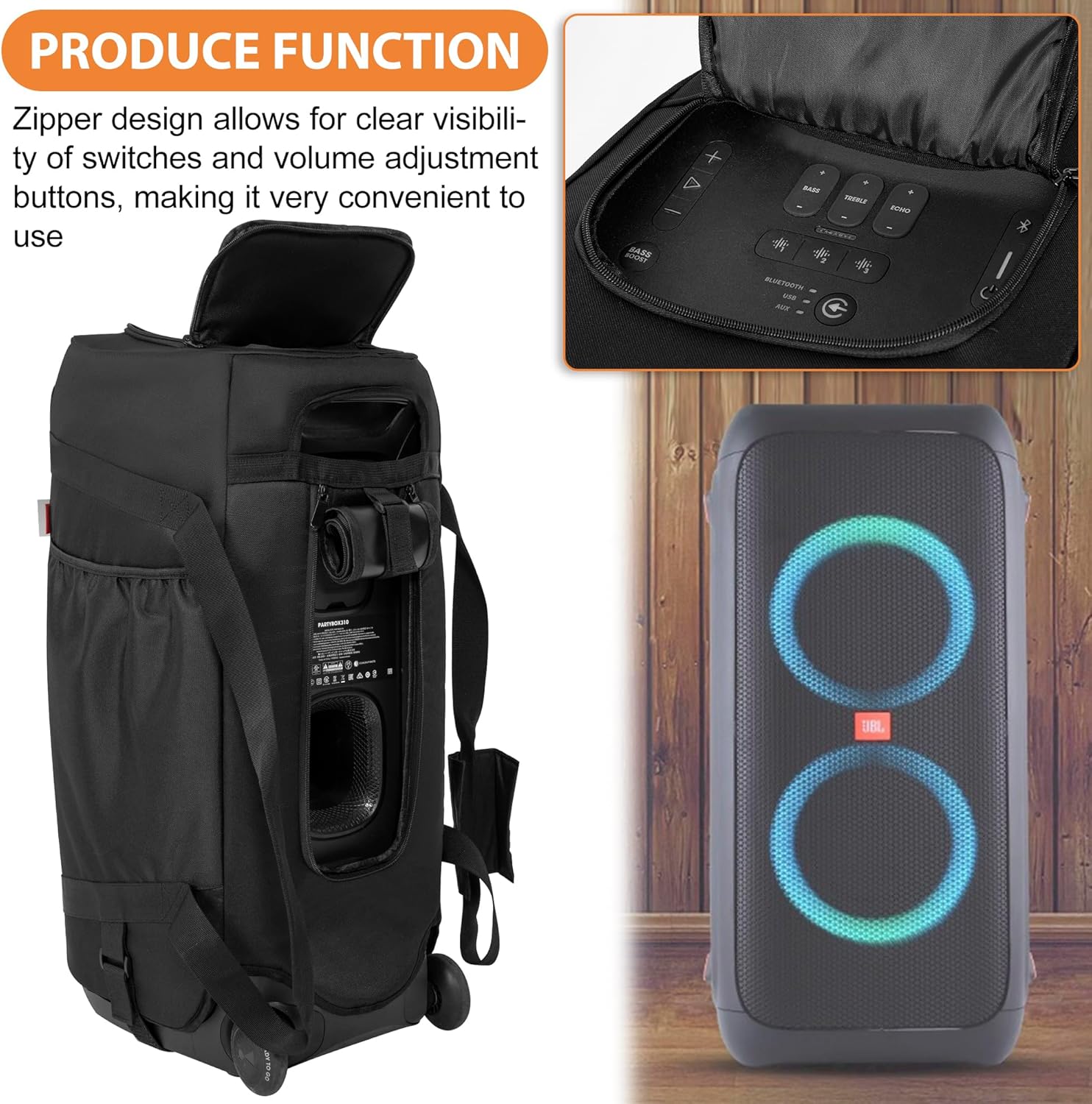 Speaker Carry Cover Compatible with JBL Party Box 310 Portable Speaker Travel Bag - Image 3