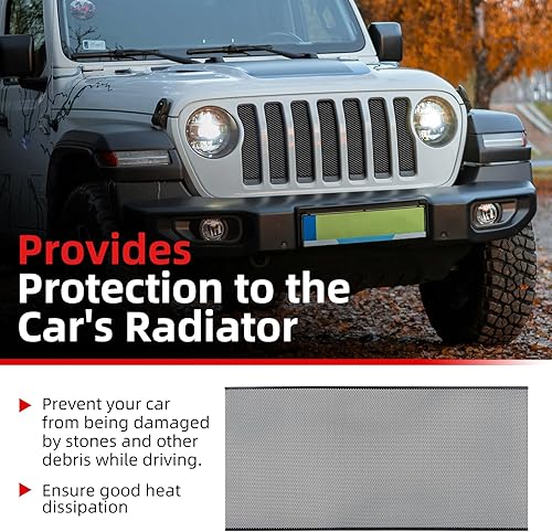 Miniatura 48 de AggAuto Inserto de malla compatible con Jeep Wrangler JK JKU 2007-2018, rejilla frontal de metal de aleación de aluminio negro para accesorios