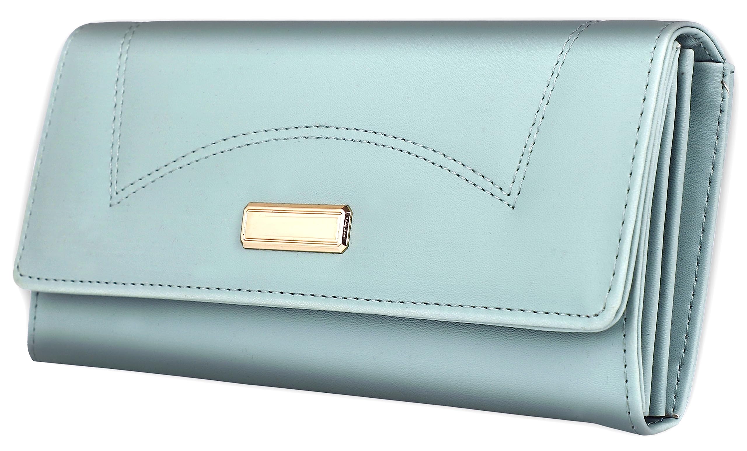 MR. RAAQ CREATION Women's Synthetic Leather Two-Fold Hand Clutch Wallets Mobile Hand Purse 4 Separate Multiple Card Slots (Pista Green)