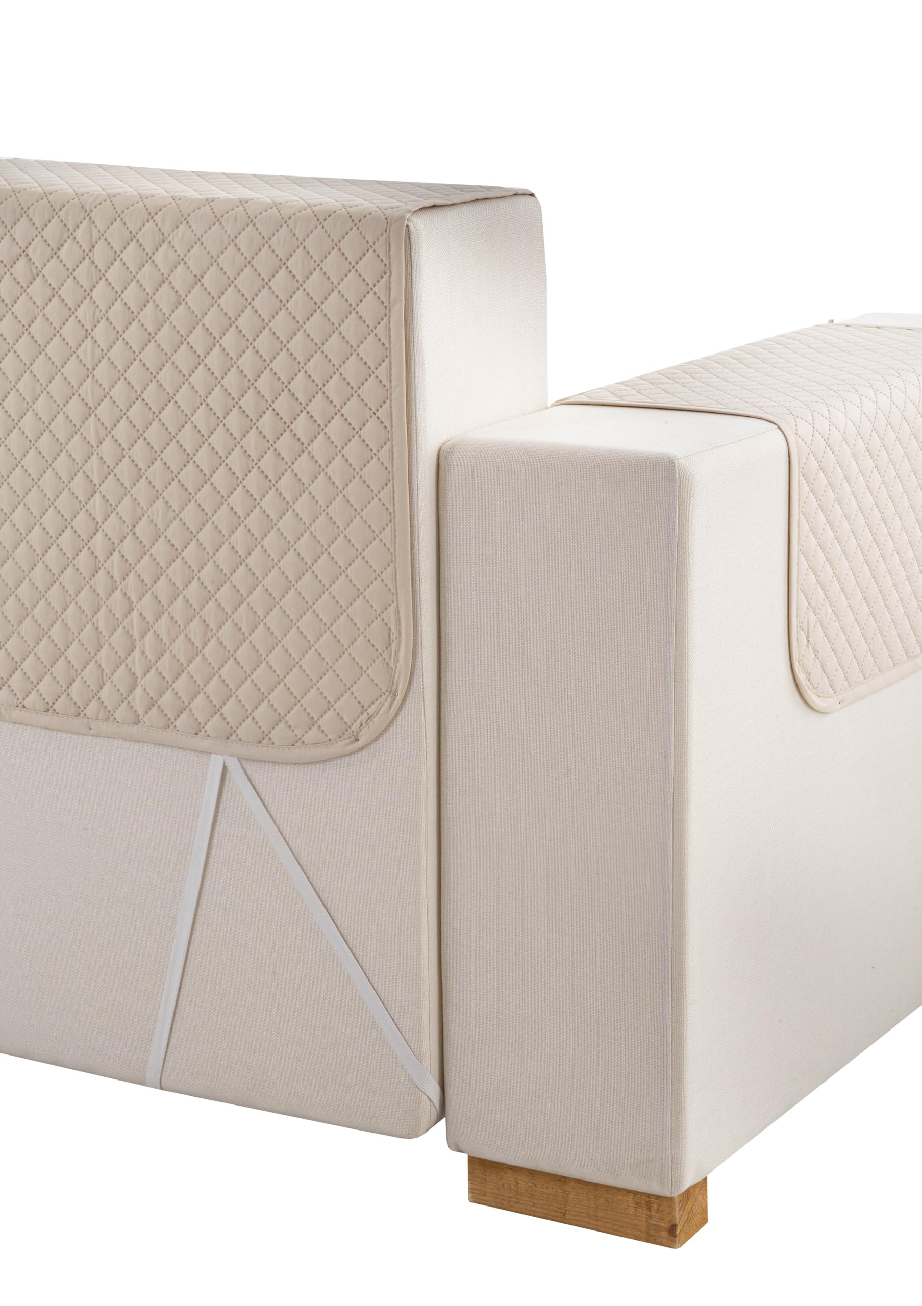 Todocama – Funda Cubre sofá, plazas, Protector de sofás Acolchado de Rombos, Transpirable, fácil de Limpiar, (Beig Arena, Chaise Derecho 240cm)