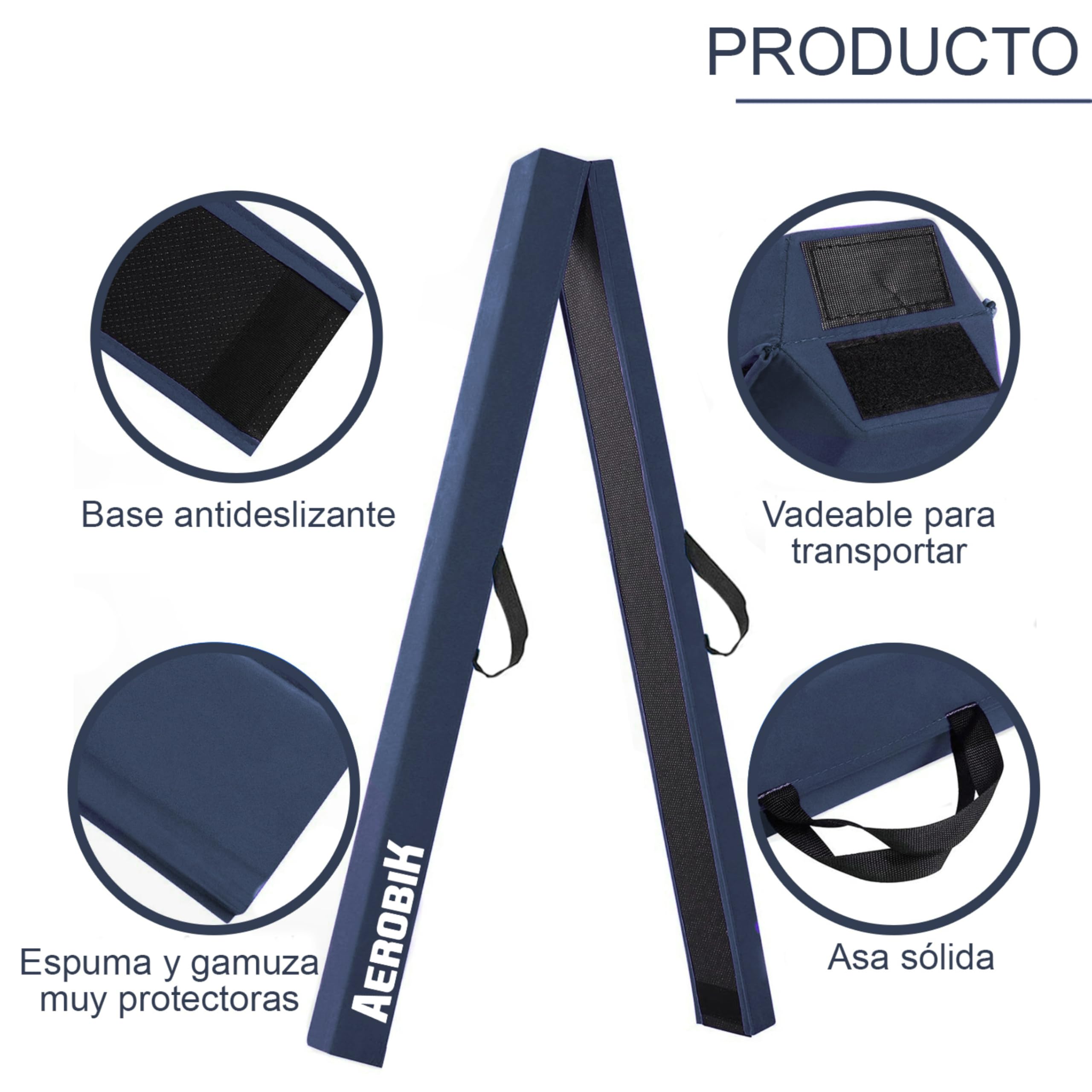 Original Cup Aerobik® Barra de Gimnasia Azul Plegable para Niños y Adultos | Transportable con Bolsa de Transporte | Rígida, Ligera, Antideslizante | Recubrimiento de 3 Capas de Tacto Suave