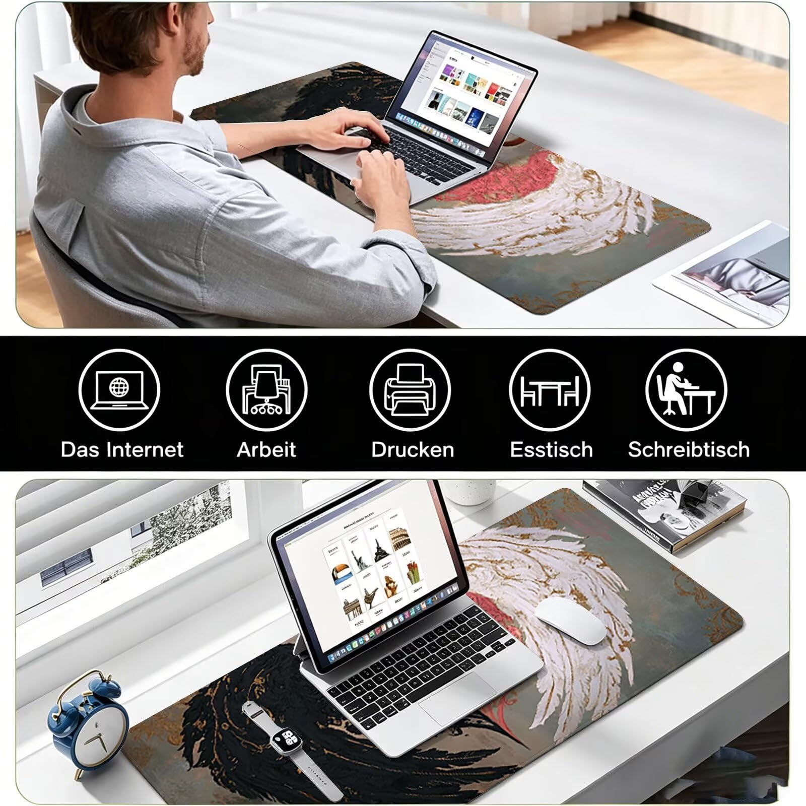 Tappetino Mouse Gaming, 1200x600mm Tappetino Mouse XXL Retro 0c0-232 | Mouse Pad Grande, Ottimizzato per i Sensori da Gioco, Migliora Precisione e Velocità, per Mac e PC, ala