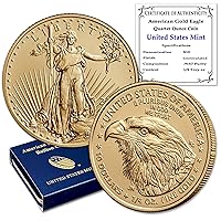 Vista 1 de 2023-1/4 oz American Eagle Gold Bullion Coin Brilliant Uncirculated with Original United States Mint Box and a Certificate of Authenticity $10